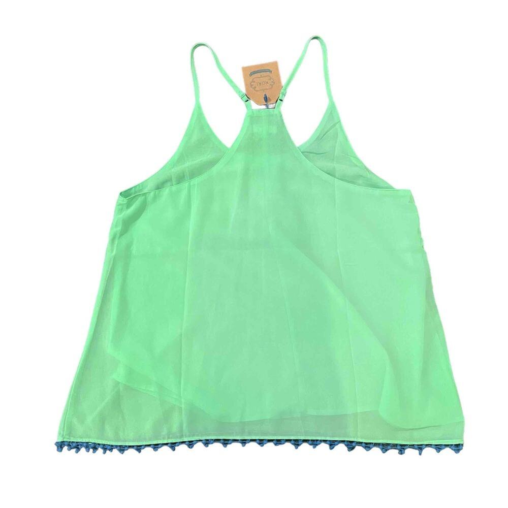 NWT‎ KORI America Tank Top Womens Large Bright Green Racerback Boho Tassel Hem - Picture 4 of 4